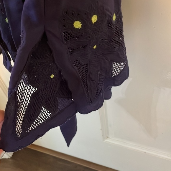 Rare Anthropologie Maeve blue/Purple Embroidered Floral Lace Dress Small - Picture 7 of 14